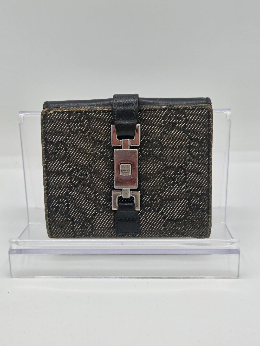 Gucci Jackie O Compact Wallet | GG Monogram Canvas | Silver Hardware | Authentic